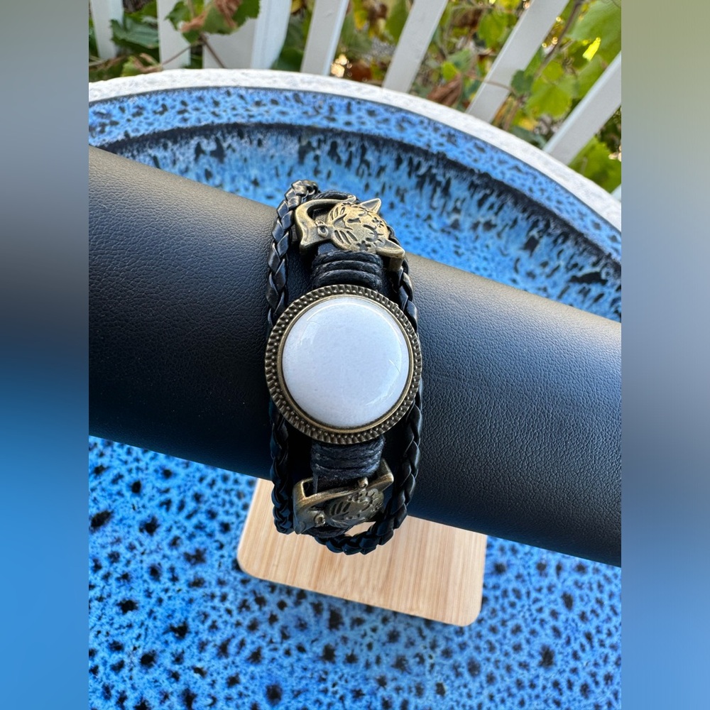 Handcrafted Handmade Black Bracelet with Stone